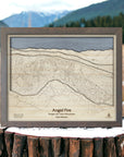 Angel Fire NM Ski Map engraved in wood, framed wall art