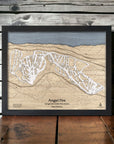 Ski Cabin Decor: Wooden Wall map of Angel Fire Ski Area in New Mexico.