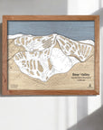 Bear Valley Wooden Ski Map, Ski Art, Ski Decor, Designed by Artist Shawn Orecchio, Former pro snowboarder
