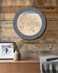 Beaver Creek ski map cribbage board mounted on a reclaimed-wood wall as functional ski cabin wall art.
