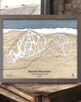 Beaver Mountain ski resort map, wood ski map, ski resort art