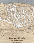 Bretton Woods Ski Trail Map | 3D Laser-engraved Ski Slope Mountain Art | Torched Peaks