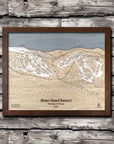 Brian Head Ski Resort Trail Map | 3D Wood Mountain Art | Torched Peaks