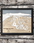 Brundage Mountain Ski Trail Map | Wooden Ski Slope Mountain Art