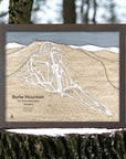 Burke Mountain Ski Map, Wooden Ski Resort Trail Map