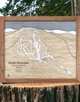 Burke Mountain Ski Area Map, Engraved Laser-cut ski map