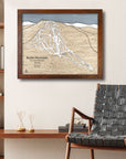 Burke Mountain Wooden Skiing Map, Framed Skiing Art