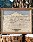 Unique Gifts for Snowboarders: Wood Crystal Mountain Washington Map, Mt Ranier