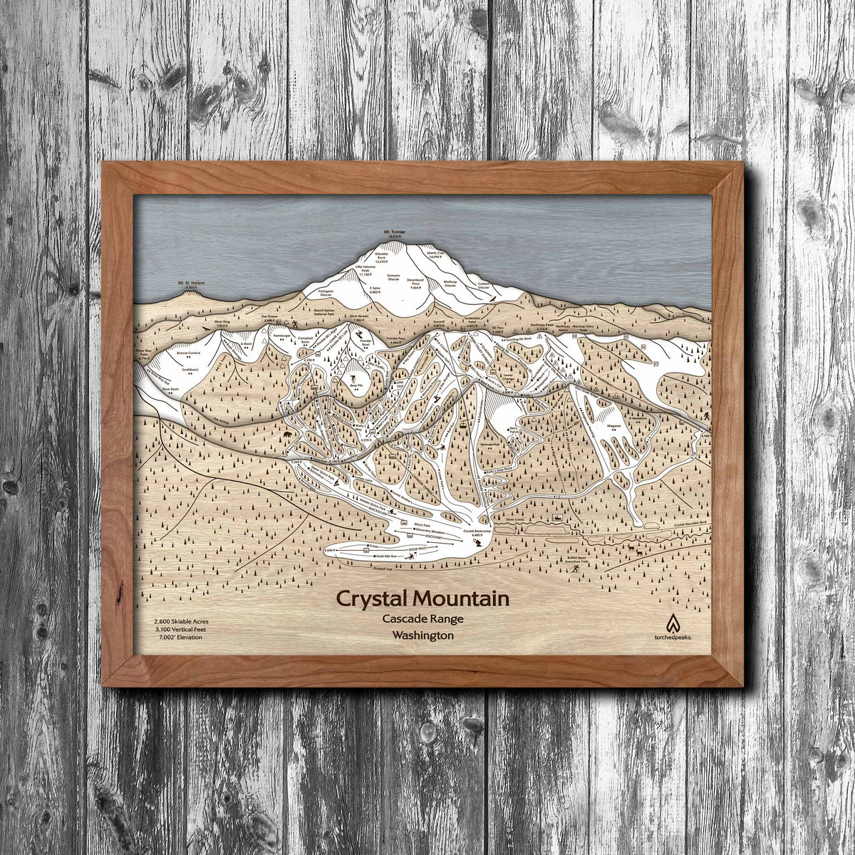 Mount Rainier National Park 3D Wooden Art