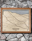 Diamond Peak NV Ski Trail Map, Wood Carved Map