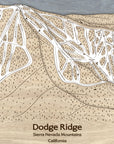 Dodge Ridge CA Ski Trail Map | 3D Wood Map of Dodge Ridge Ski Resort
