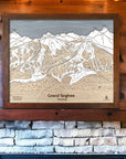 Engraved Wooden Map of Grand Targhee, Ski Slope Art