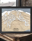 Heavenly Mtn Ski Trail Map, Laser-cut map, Skiing Art, Ski Home Decor