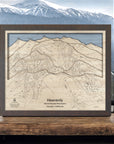 Heavenly Ski Resort Map, Wooden Skiing Wall Map
