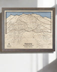 Heavenly Mountain Ski Slopes Map, Framed Map, Skiing Art