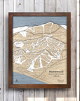 Homewood Mountain in Lake Tahoe, Laser-cut wooden map for your home or office. Designed by Torched Peaks artist, Shawn Orecchio.