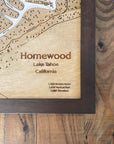 Homewood Mountain, California Ski Map engraved on wood