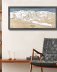 Kirkwood Ski Map, Framed Ski Poster made from wood, designed by Torched Peaks - the original wooden ski map artists.