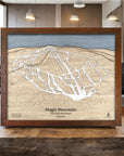 Magic Mountain Ski Trail Map, Wood Ski Map, Ski Slopes Mountain Art