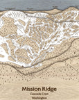 Mission Ridge Ski Trail Map | 3D Wood Mountain Art | Torched Peaks