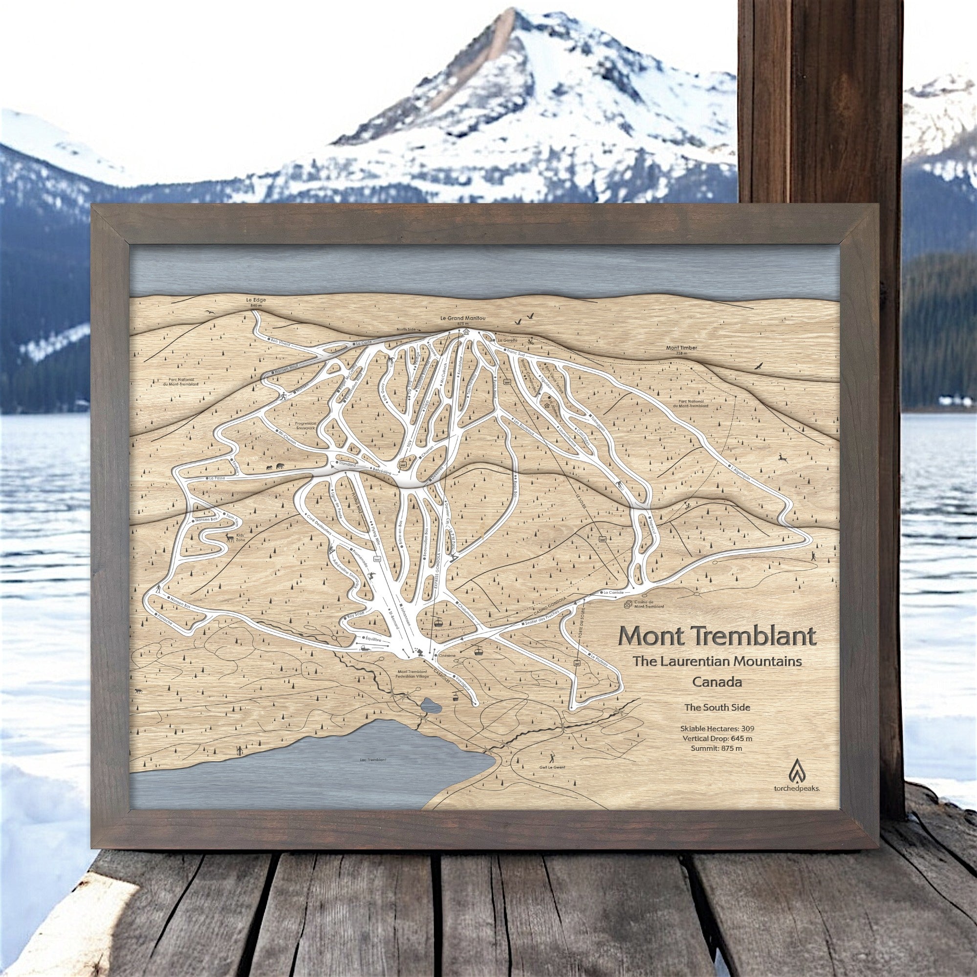 Mont Tremblant Ski Resort Wall Art | 3D Handcrafted Wood Map