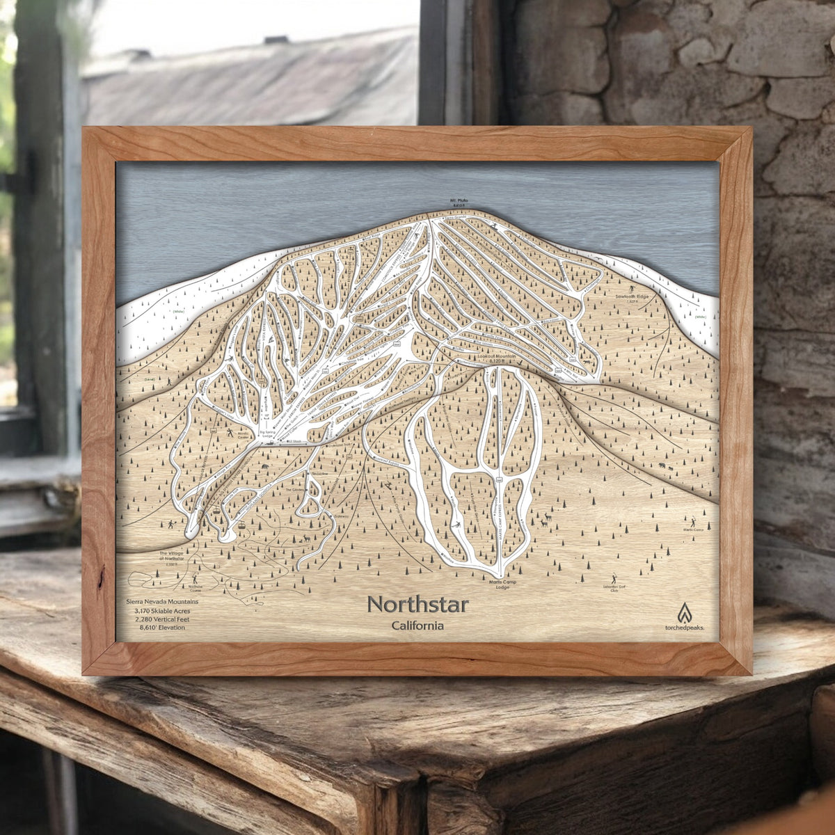 Northstar California Wooden Ski Trail Map | 3D Handcrafted Wall Art