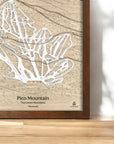 Pico Mountain Vermont Ski Resort Map, Framed Wall art for skiers