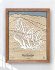 Pico Mountain Wooden Map, Ski Resort Trail map engraved in wood, Unique wall art for skiers