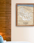 Pico Mountain Ski Cabin Art, Engraved Wooden Map