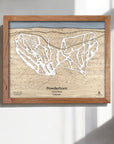 Powderhorn Ski Trail Map, Framed wooden map, Ski Decor