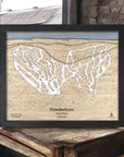 Powderhorn 3D Wood Ski Resort Map, Framed Wall Map