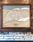 Purgatory Ski Trail Map, Wooden Wall Art, Framed, Laser-engraved.