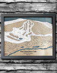 Quechee Club, VT Ski Trail Map | Laser Engraved Ski Slope Mountain Art | Torched Peaks