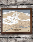 Quechee Club, VT Ski Trail Map | Laser Engraved Ski Slope Mountain Art | Torched Peaks