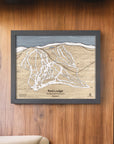 Red Lodge Mountain Ski Resort Map, Layered Handcrafted Wood Map designed by Artists Shawn Orecchio