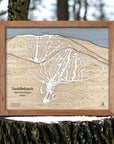 Saddleback Ski Resort Wall Map, Ski Resort Map engraved in wood.