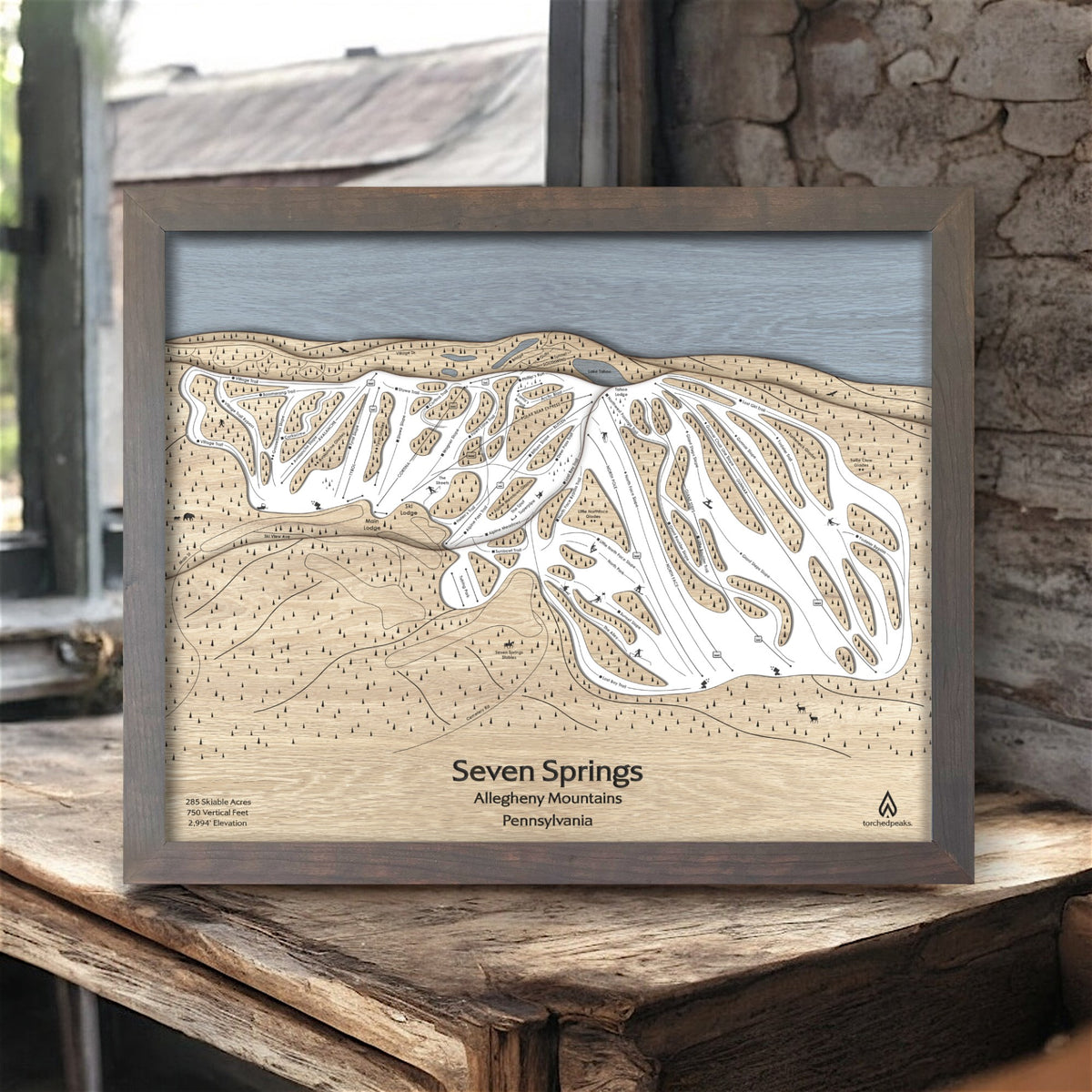 見取り図盛山 直筆サイン&メッセージ入りフォトハンガー Seven-Springs-Ski-Resort-Map-