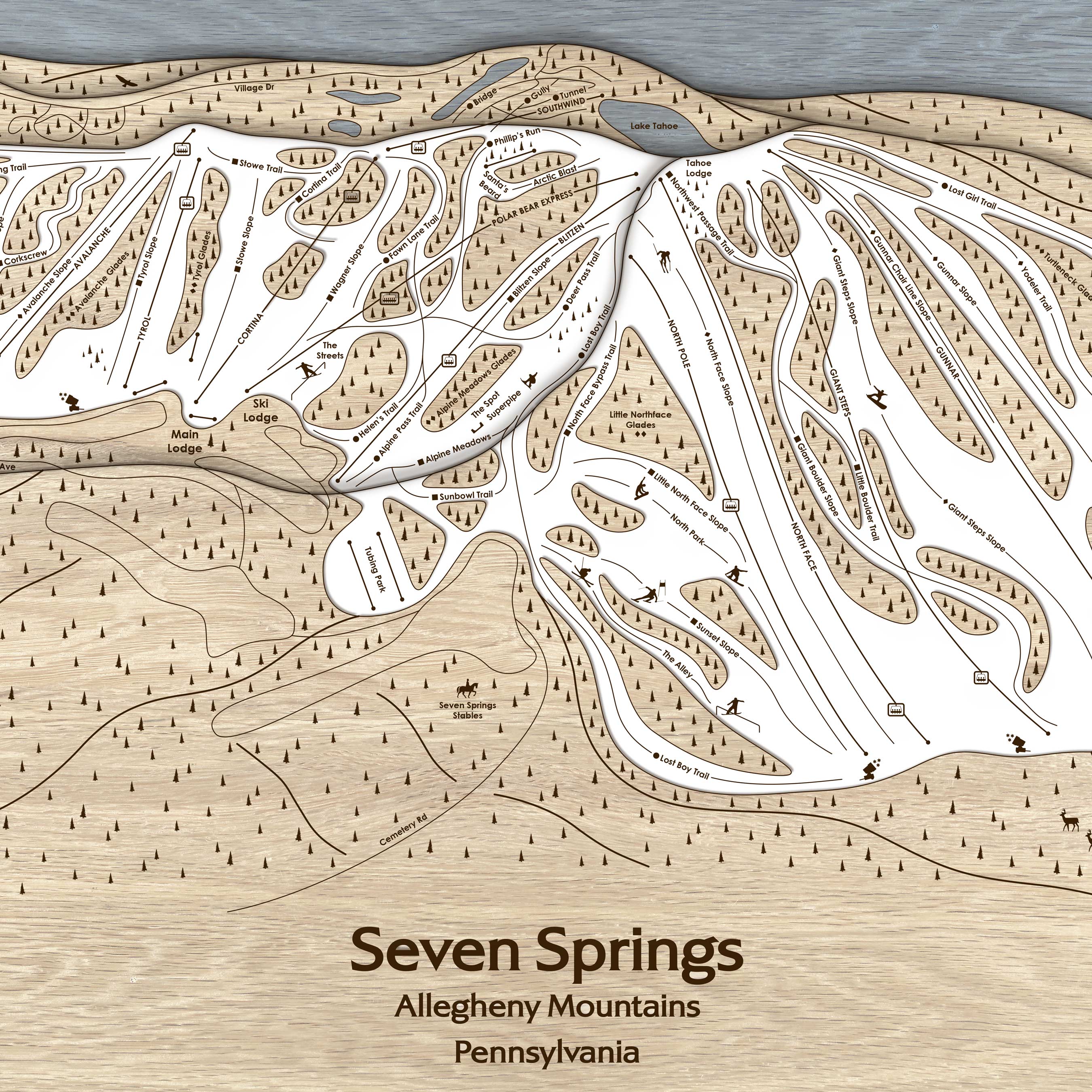 Seven Springs, PA Ski Trail Map | Handcrafted Wood Mountain Art ... Weather seven springs pa