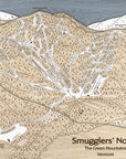 Smugglers' Notch Ski Trail Map | Laser-engraved, Wood Mountain Art | Torched Peaks
