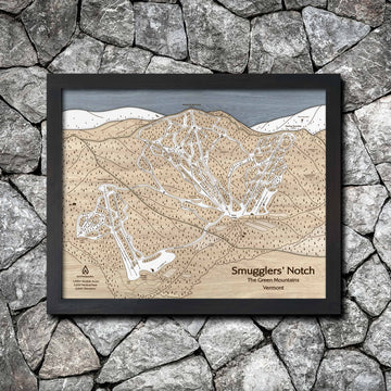 Smugglers' Notch Ski Trail Map | Laser-engraved, Wood Mountain Art | Torched Peaks