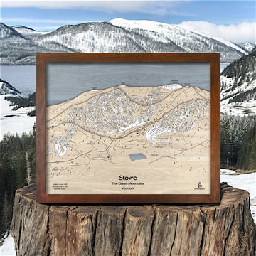 Skiing Wall Art: 3D Wooden Stowe Mountain Trail Map