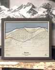Stowe VT Ski Resort Map Art, Laser-engraved Wooden Map