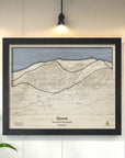 Stowe 3D Wood Map, Slopes Mountain Art, Ski Resort Art designed by Artists Shawn Orecchio, Former Pro Snowboarder from New Jersey