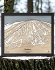 Laser engraved Stratton Mountain VT Ski Trail Map used for ski house art