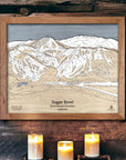 Sugar Bowl Ski Area Map, Carved Wood Map, Ski Trail Map