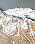Laser-cut, engraved, ski trail map. Wood Ski Map, Best Gift for Skiers