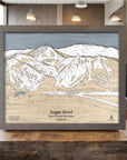 Sugar Bowl California, A ski resort near Lake Tahoe, Wood Carved Map of Ski Slopes