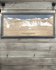 Summit at Snoqualmie wooden ski map, skiing art, framed ski poster engraved in wood