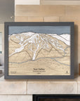 Sun Valley Idaho Ski Trail Map, 3D Wood Map