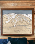 Sun Valley Idaho Ski Cabin Decor, Wood Map of Sun Valley Ski Slopes